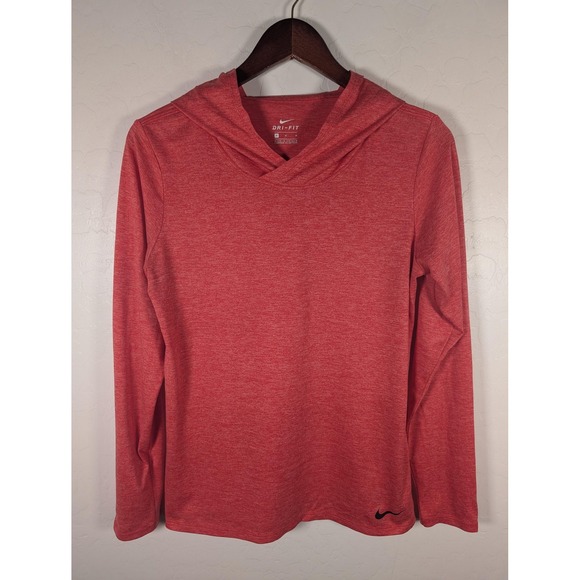 Nike Tops - Nike Hoodie Womens Medium Red Dri-FIT Long Sleeve V-Neck Pullover Running